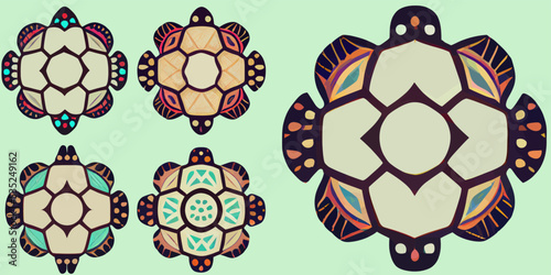 illustration vector pack of turtle shell icon colorful hand drawn isolated good for logo, mascot or print on shirt