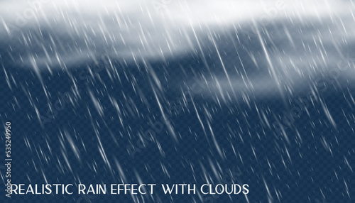 Fall rain sky overlay. Realistic storm autumn weather background. Vector season texture for different layer
