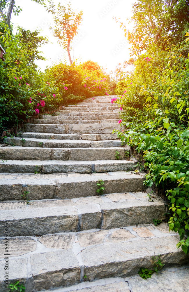 Stone staircase going up in the park