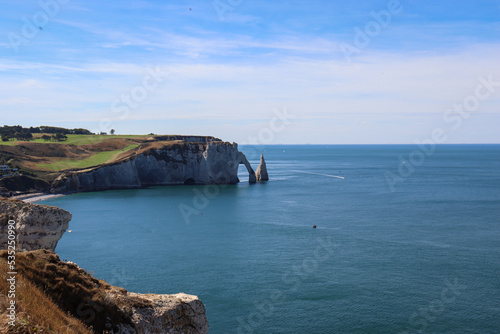 View on Falaise d'Aval in Étretat, France