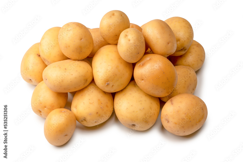 A group of fresh tasty potato isolated on white background. A group of fresh tasty potato isolated on white background.