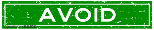 Grunge green avoid word square rubber seal stamp on white background