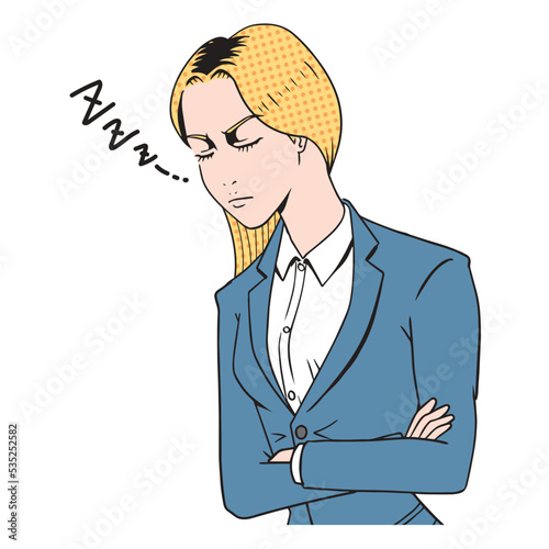 居眠りする白人女性のビジネスマン