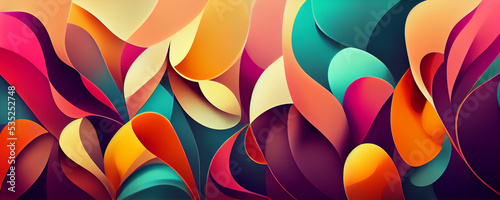 Colorful abstract panorama wallpaper background with round shapes and forms © eyetronic