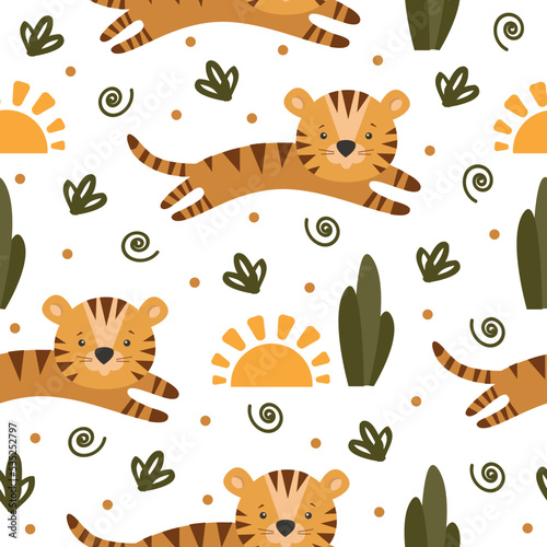 Photography Tiger seamless pattern