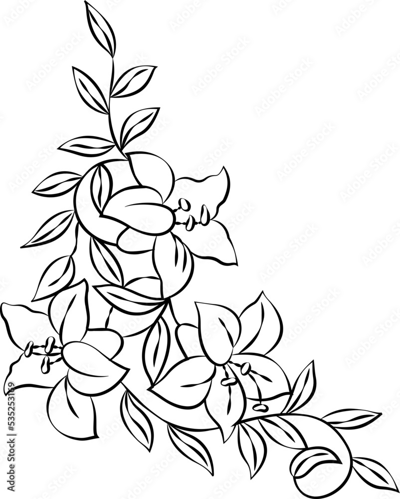Fototapeta premium Hand drawn Floral, plants doodles illustration