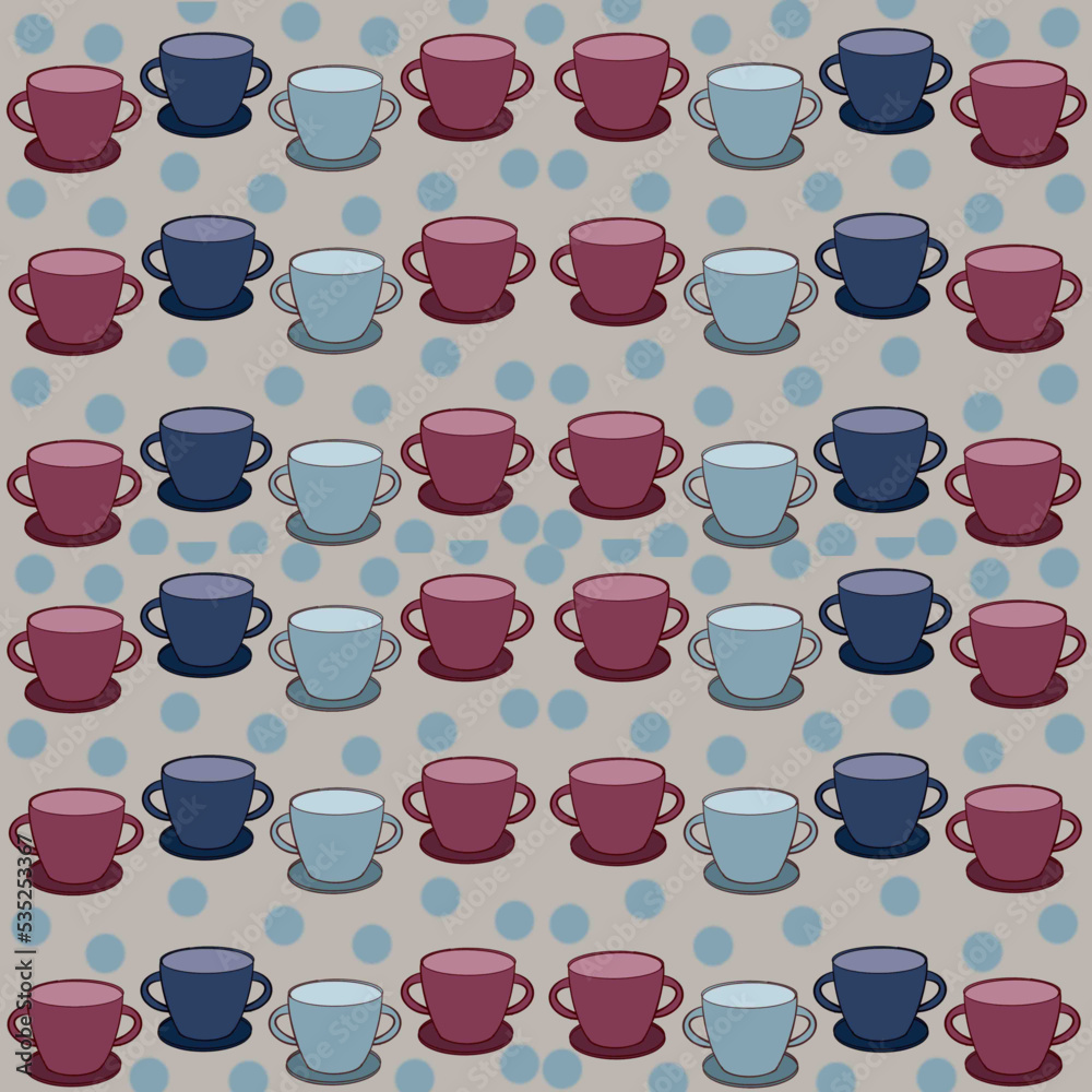 seamless pattern with glasses and cups seamless pattern with glasses and cups