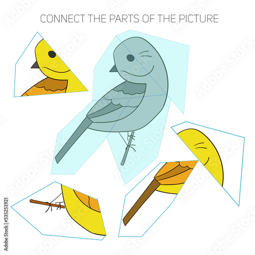 Puzzle game for chldren yellowhammer bird PNG illustration with transparent background photo