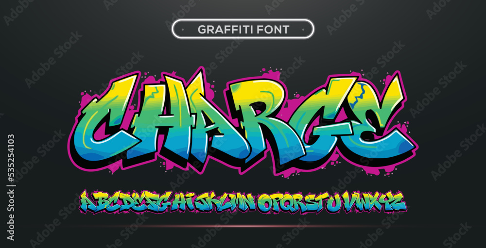 Vetor de CHARGE Graffiti Font, text effect, editable spray and street
