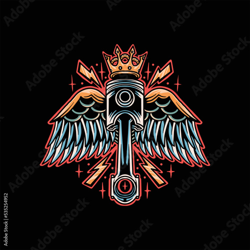 king motorcycle tattoo vector design photo