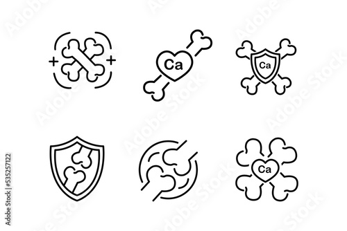 Strong healthy bones icon. Human health medical pictogram. Outline sign useful for packaging web graphic design. Medicine, healthcare concept. Editable vector illustration isolated on white background