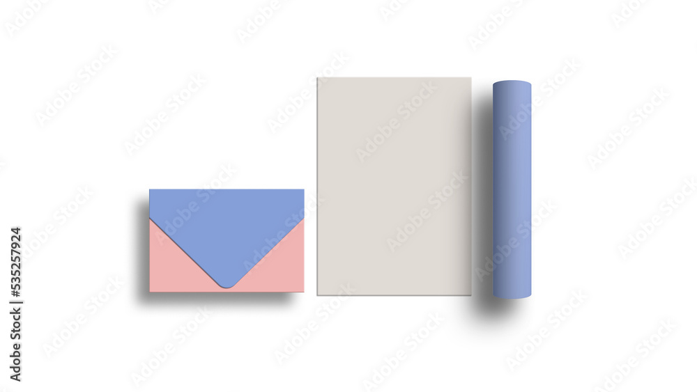 Minimal file with envelope stationery mockup Minimal file with envelope stationery mockup