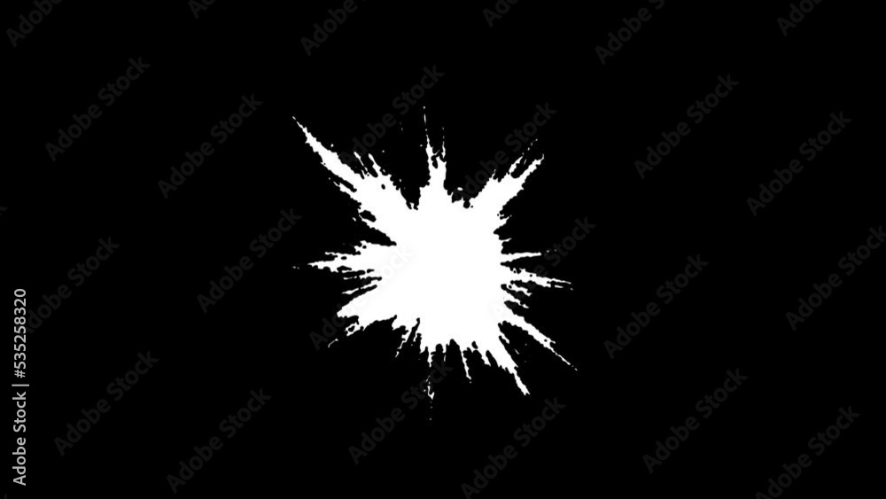 Abstract ink splatter transition in black and white seamless loop ...
