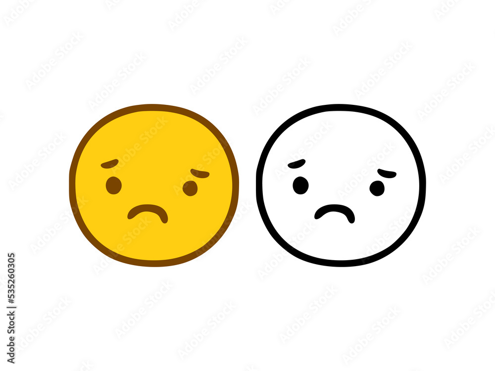 Sad face emoticon in doodle style isolated on white background Sad face emoticon in doodle style isolated on white background