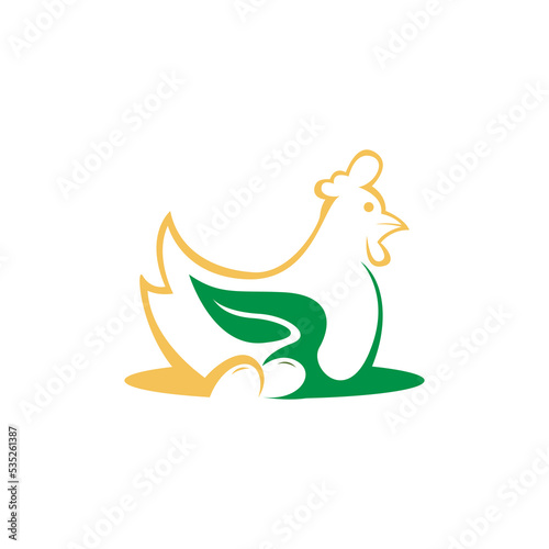 Organic chicken eco logo.