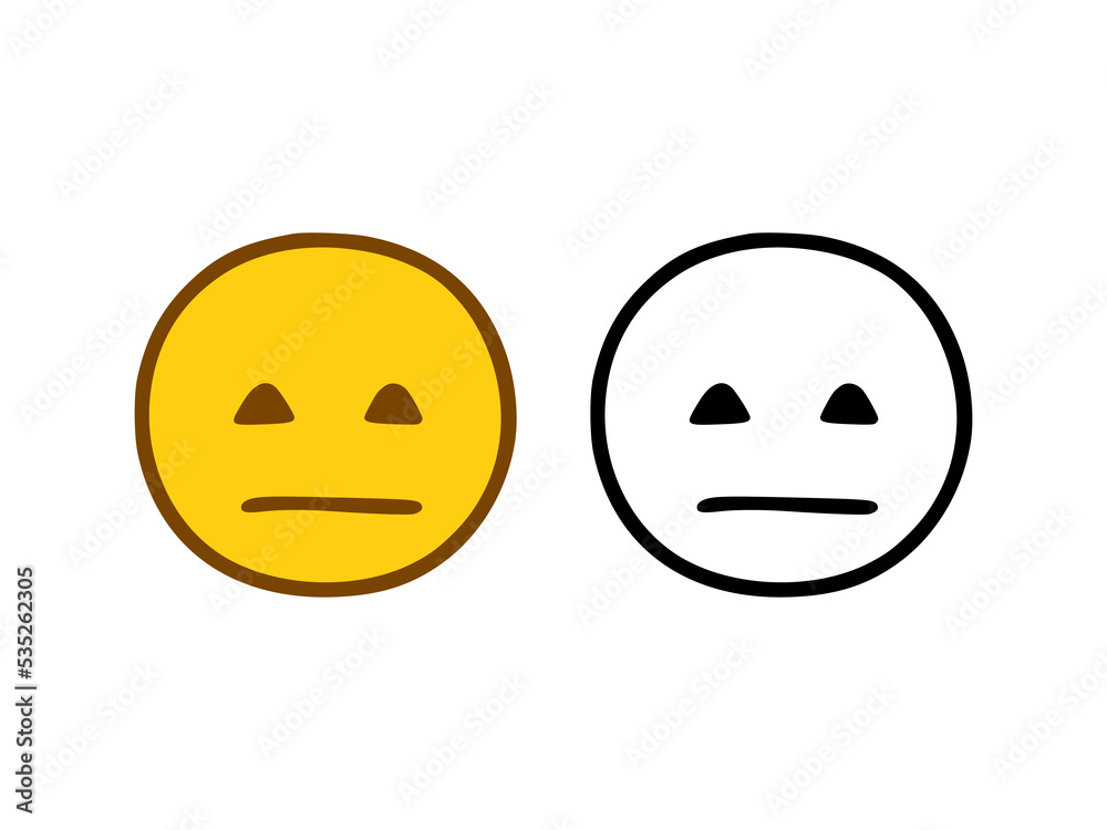 Sad face emoticon in doodle style isolated on white background Sad face emoticon in doodle style isolated on white background