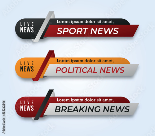 tv news bar. bar newspaper. bar social media. Television broadcast media title banner. Vector shape