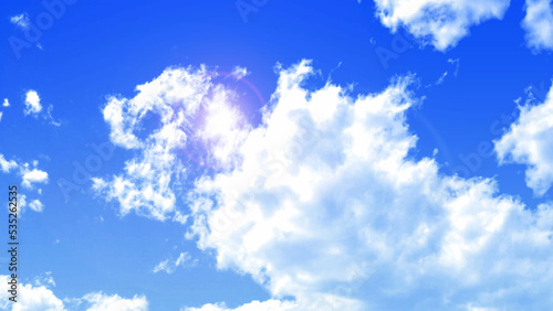 Shiny bright blue sky with white cloud at noon