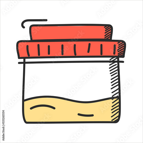 Urine test doodle icon vector isolated. Concept of laboratory examination of urine sample. Health checkup, medical research.