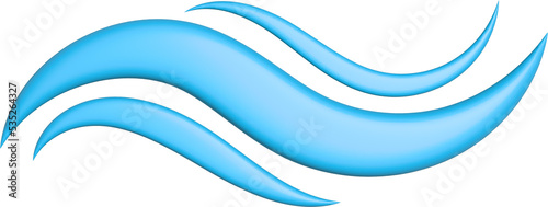 3d rendering wave icon. Illustration with shadow isolated on white.