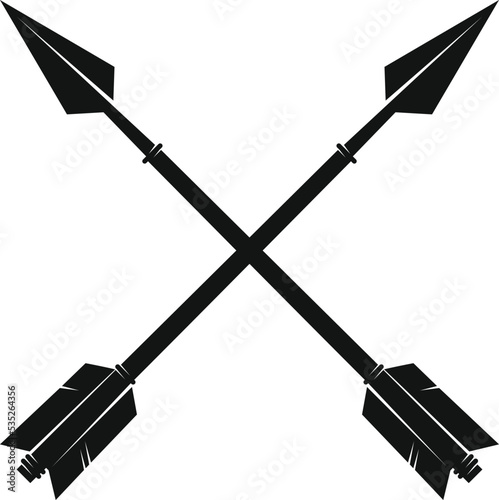 two crossed black arrows for archery on a white background