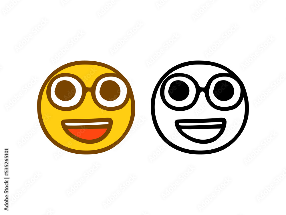 Fototapeta premium Fancy emoticon in doodle style isolated on white background