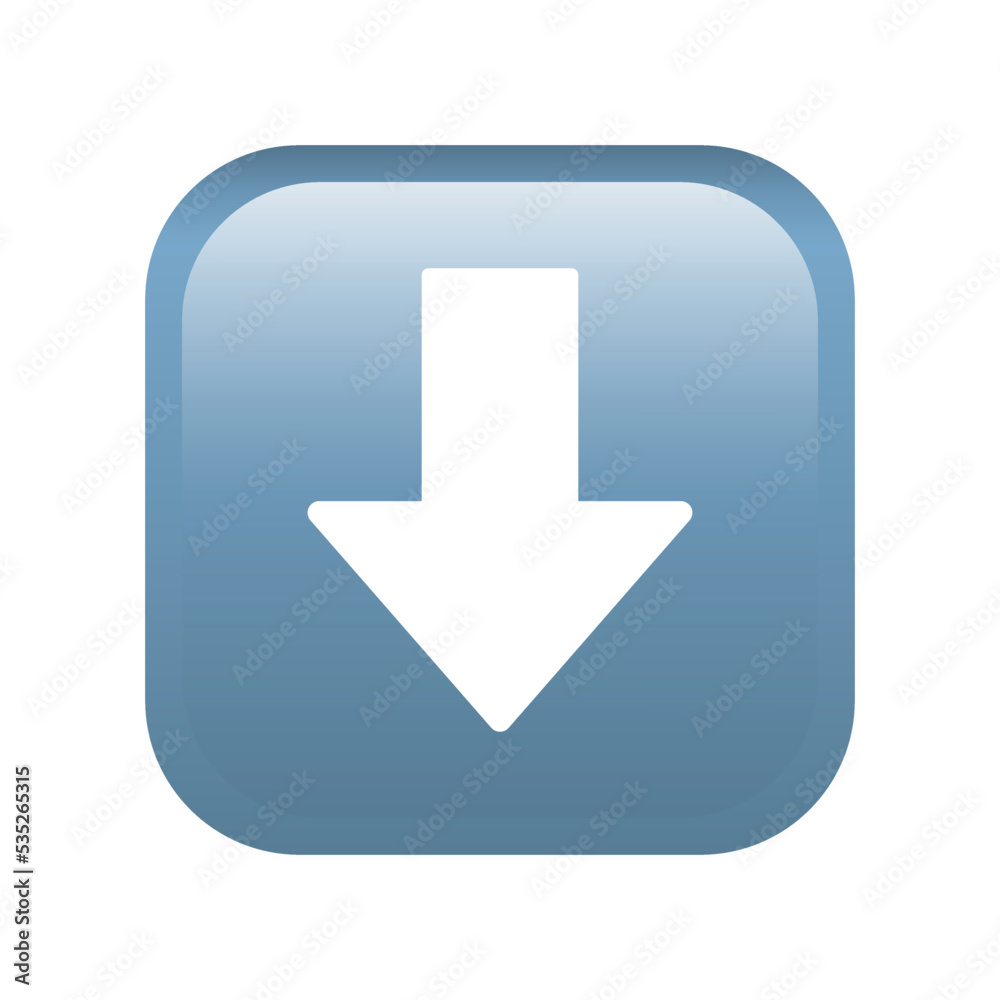 Down arrow button emoji icon. Multimedia symbol modern, simple, vector, icon for website design, mobile app, ui. Vector Illustration Down arrow button emoji icon. Multimedia symbol modern, simple, vector, icon for website design, mobile app, ui. Vector Illustration
