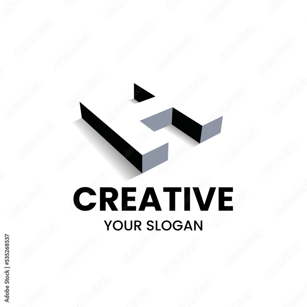 Letter H 3d negative space creative logo design Letter H 3d negative space creative logo design