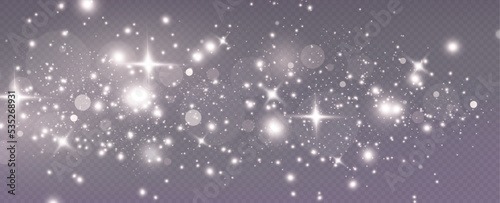 Light effect with glitter particles.Christmas dust.White sparks shine with special light.