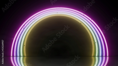 Fototapeta Naklejka Na Ścianę i Meble -  Product stage marketing template. Neon tubing. Fluorescent lighting