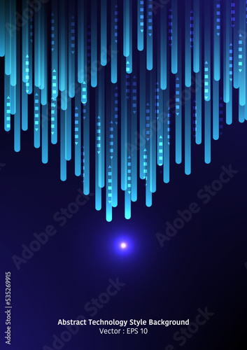 Abstract technology style background  theme of digital data fiber line on gradient background