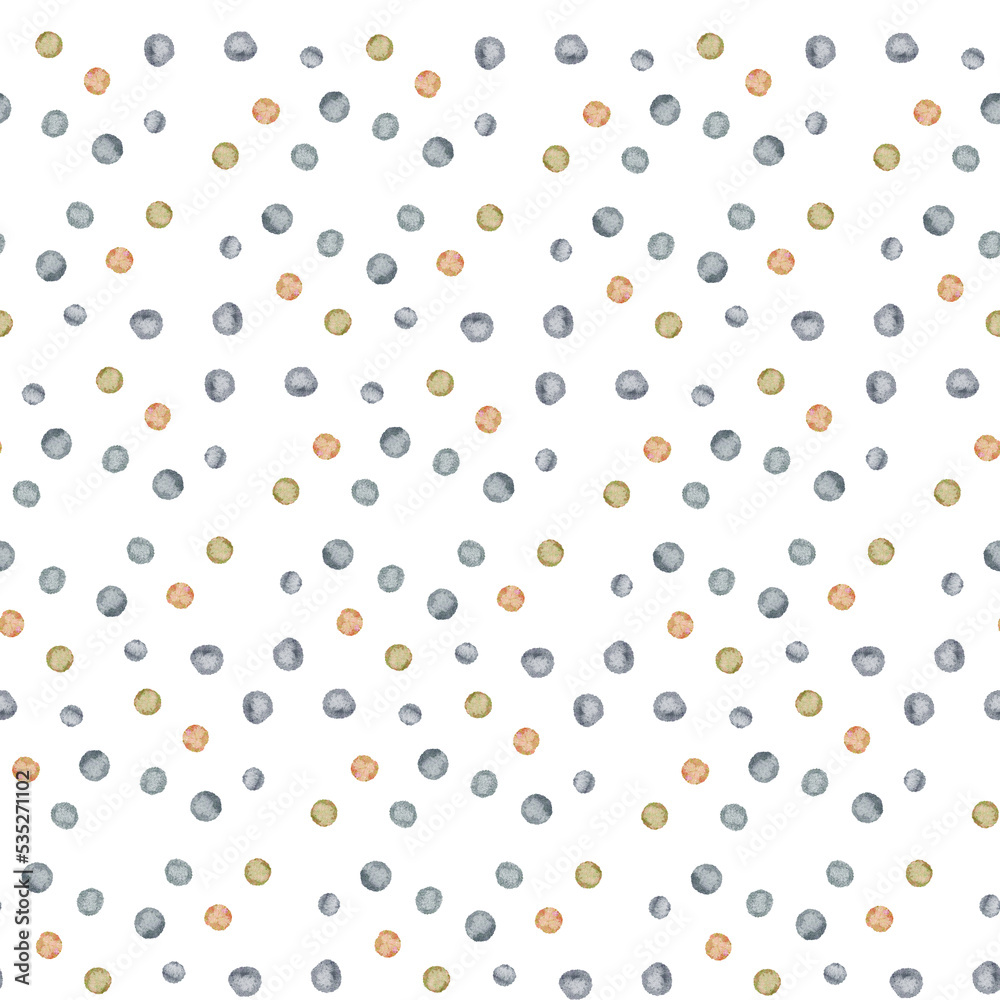 Watercolor round spots, uneven tiny polka dots seamless vector pattern. Natural, dim colors circle shape brush strokes, paint stains, watercolour smears background. Hand drawn colorful dot texture. Watercolor round spots, uneven tiny polka dots seamless vector pattern. Natural, dim colors circle shape brush strokes, paint stains, watercolour smears background. Hand drawn colorful dot texture.