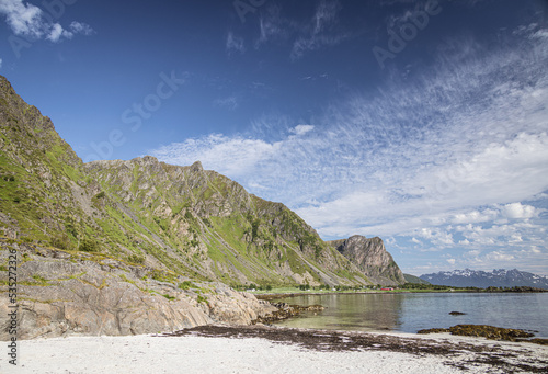 Hadseloya coastline and mountains, Vesteralen, Nordland, Norway photo