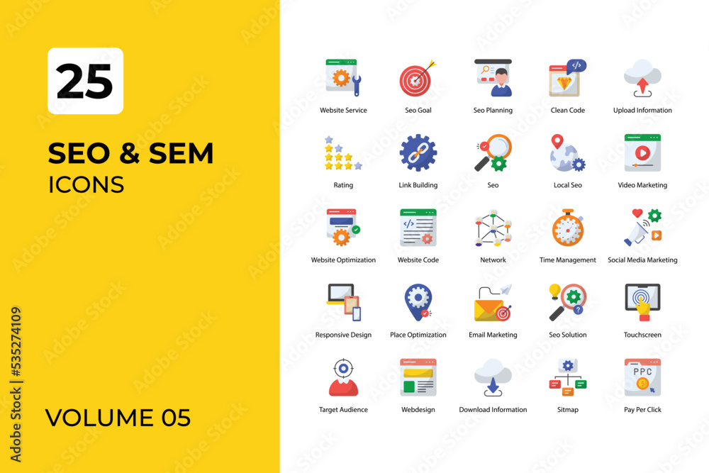 Seo and Sem icons collection. Seo and Sem icons collection.