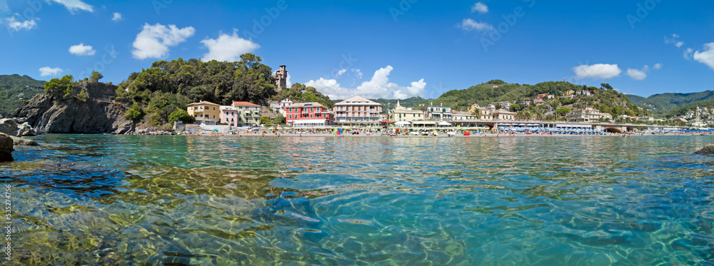 Panoramic image of the Italian coastal town of Moneglia