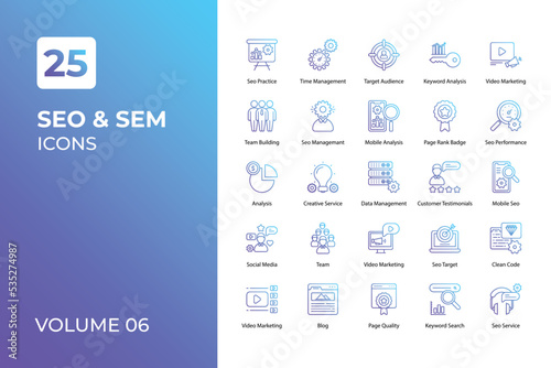 Seo and Sem icons collection.