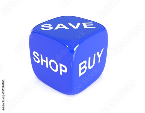 Blue dice save shop buy