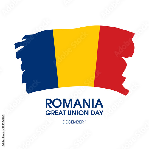 Great Union Day vector. Grunge romanian flag icon vector isolated on a white background. Paintbrush wavy Flag of Romania drawing. December 1. Important day