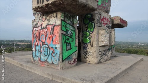 Graffiti stone landmark at Halde Rheinelbe Germany