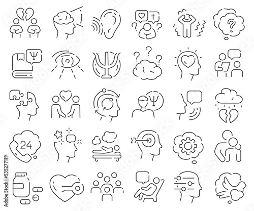 Psychology line icons collection. Thin outline icons pack. Vector illustration eps10