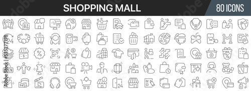 Shopping mall line icons collection. Big UI icon set in a flat design. Thin outline icons pack. Vector illustration EPS10
