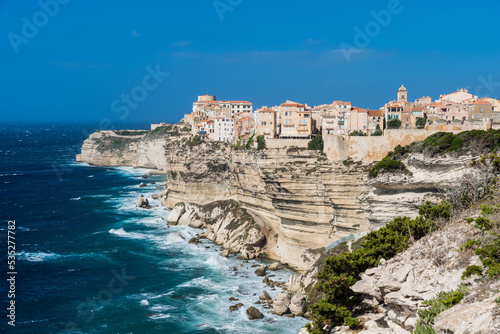 Fototapeta Naklejka Na Ścianę i Meble -  Old town of Bonifacio, built on cliff rocks. Corsica, France. 