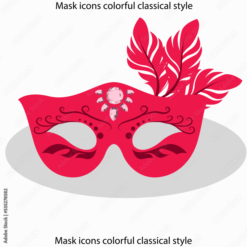 Mask icons colorful classical style