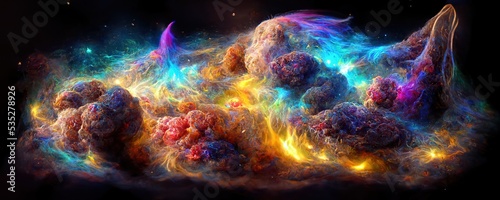 Fényképezés Multicolored nebulae in space