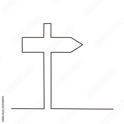 Road Sign Right Arrows Continuous Line Drawing in One Line Vector Illustration Isolated on a white background.