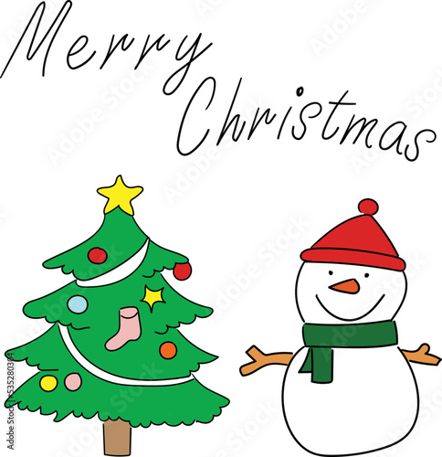 Merry Christmas. Santa Claus and his companions reindeer. Vector.