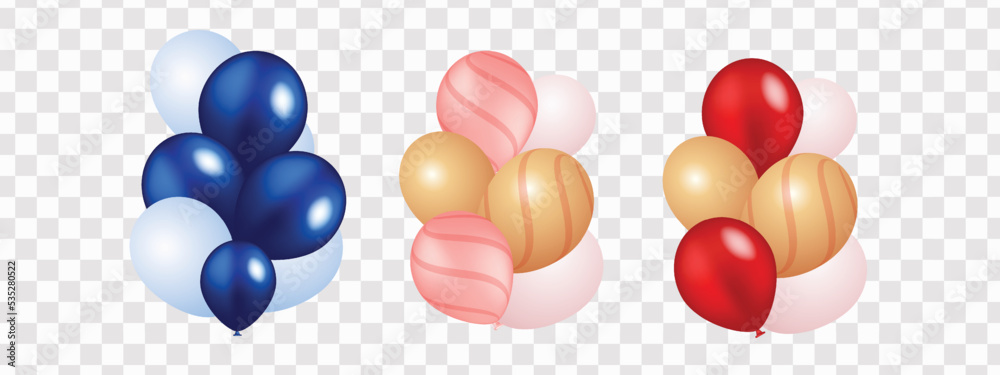 Balloons, blue and white, vector realistic illustrations