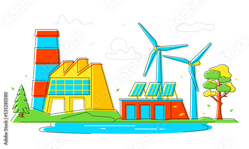 Natural energy and ecology - modern flat design style illustration