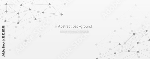 Design black and white abstract polygonal background and connecting dots and lines global network connection with copy space for your text.
