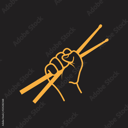 Print op canvas vector Hand with drum stick. drum icon